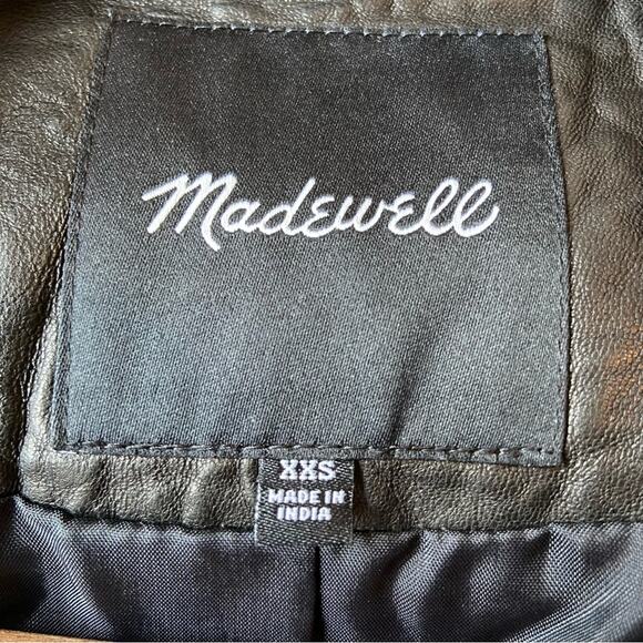 Madewell XXS Black washed lamb Moto leather jacket butter soft - Picture 7 of 9